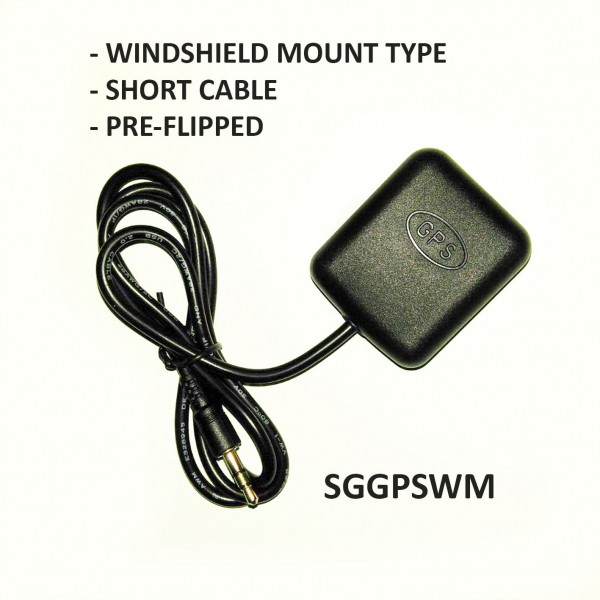 SGGPSWM - GPS Logger Antenna FOR Street Guardian SG9665TC, SG9665GC, SGGCX2, SGGCX2PRO, ( 70cm Short Cable "Pre-Flipped" Windsheild Mount Edition)